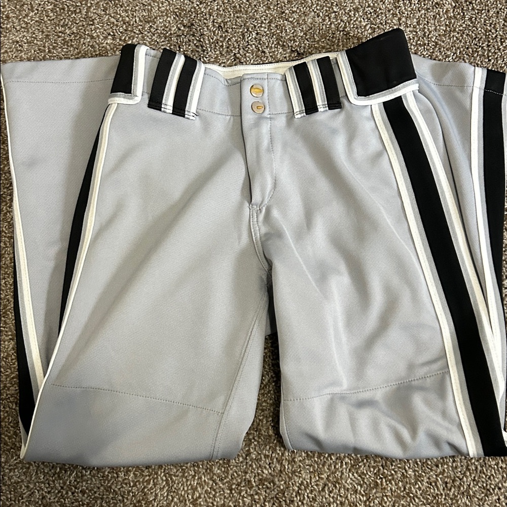 Boombah Gray Baseball Pants with Black Stripes. Size 28